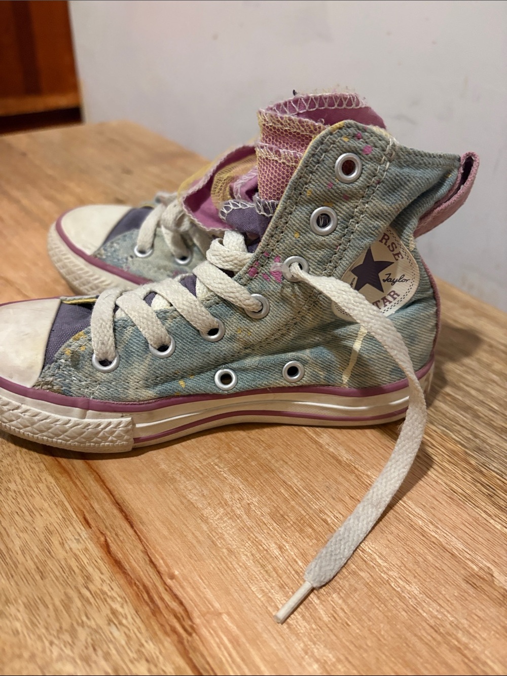 Kids Converse Kids High Top Sneakers in Pastel Purple and Light Blue